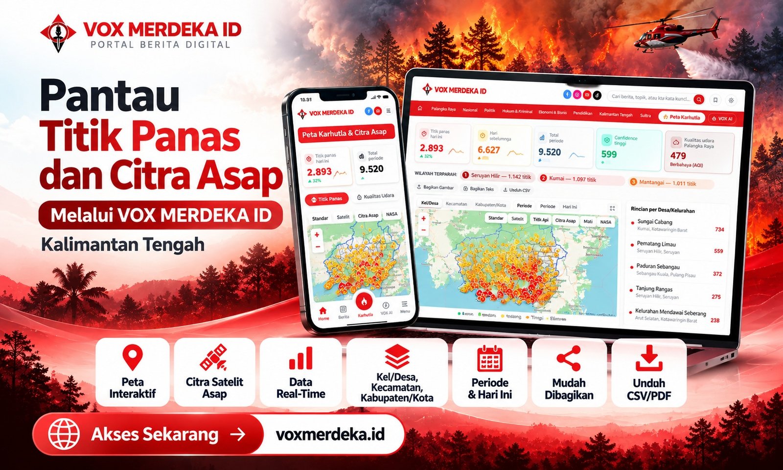 Peta Titik Panas Karhutla & Citra Asap – VOX MERDEKA ID