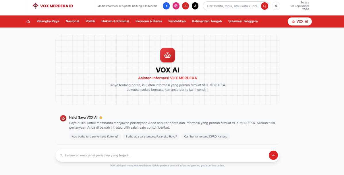VOX MERDEKA ID – Portal Berita & VOX AI