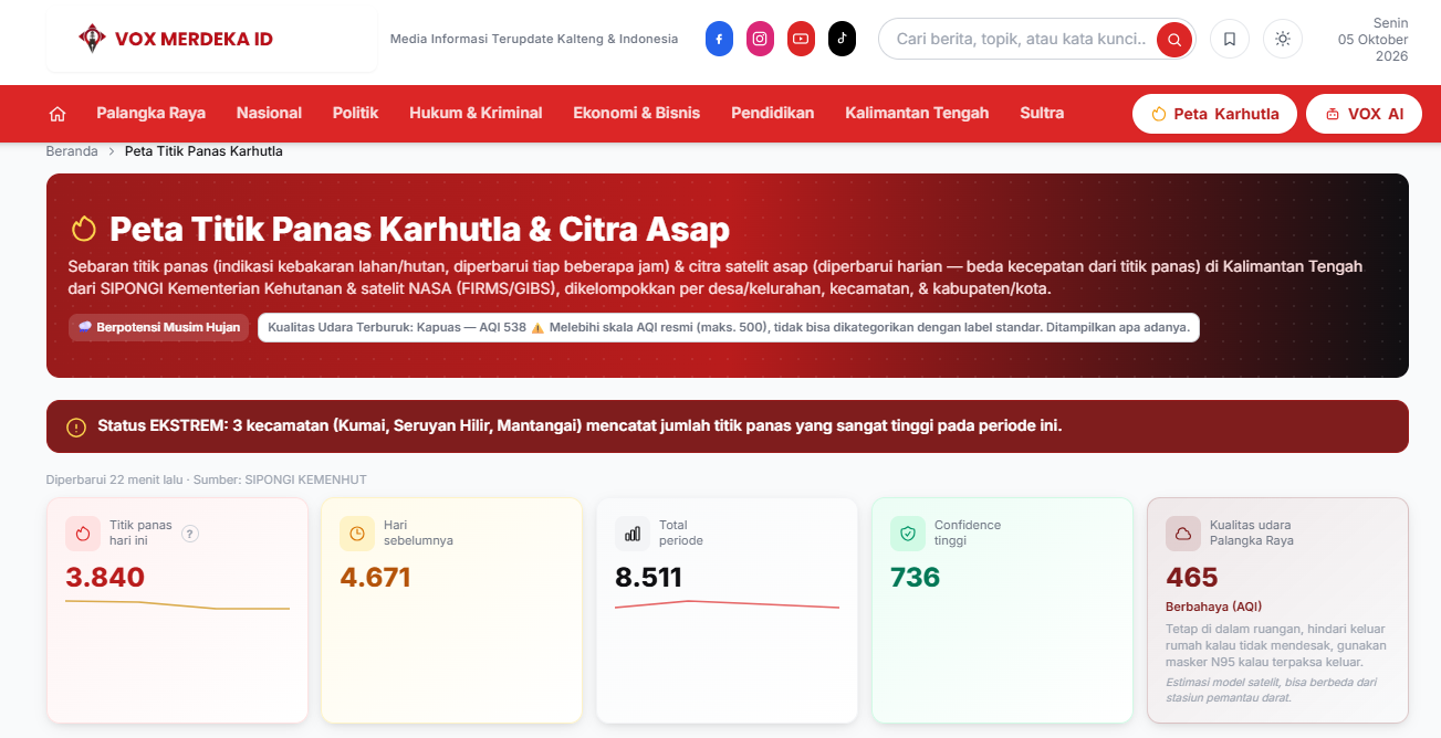 Peta Titik Panas Karhutla & Citra Asap – VOX MERDEKA ID