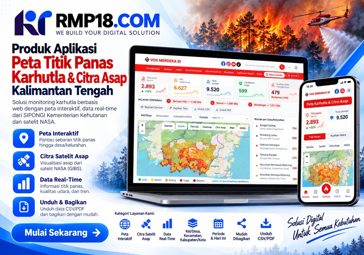 Peta Titik Panas Karhutla & Citra Asap